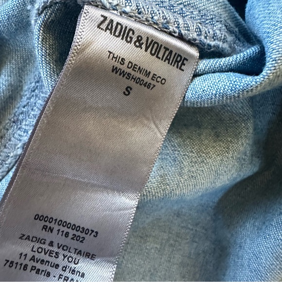 Zadig & Voltaire Blue Jean This Denim Shirt Women's S Excellent Condition - Picture 6 of 7